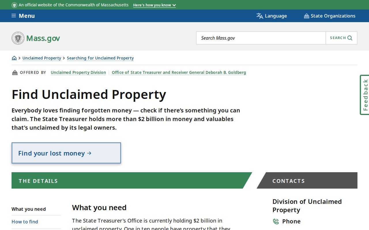 Suffolk County residents directory Massachusetts unclaimed property search